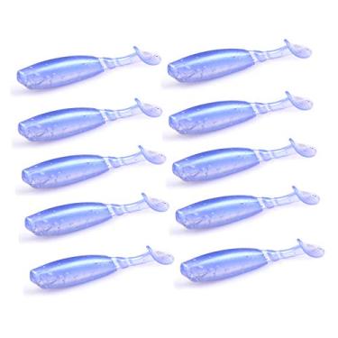 Imagem de East Rain Isca de robalo artificial de PVC de 5,5 cm com cauda de remo 2,3 g. Pacote com 10 iscas macias mar, oceano, rio, lago, riachos, peixe-gato, truta, lúcio, pargo, Walleye