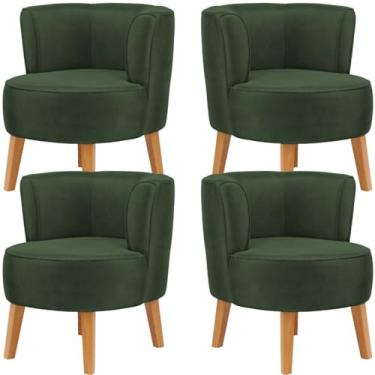 Imagem de Kit 4 Poltronas Cadeira Decorativa para Sala de Estar Resistente MOBLAN decor (Verde musgo)