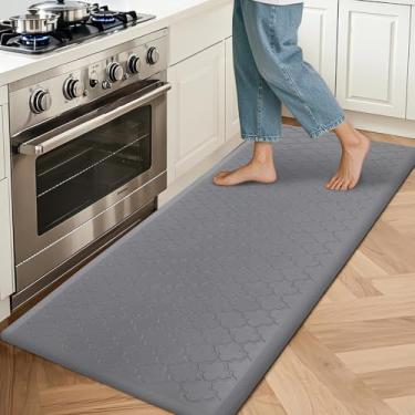 Imagem de HEBE Tapete de cozinha extragrande, acolchoado, antifadiga, corredor, 50,8 x 152,4 cm, antiderrapante, para chão, impermeável, tapetes de cozinha e tapetes confortáveis para mesa, pia, lavanderia