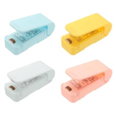 Imagem de PATIKIL 4 peças de mini máquina de selagem portátil, seladora a vácuo térmica portátil para alimentos, mini seladora magnética para sacos de plástico, armazenamento de lanches, 4 cores (alimentado por