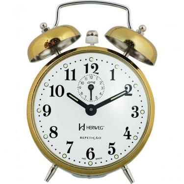 Imagem de Relógio Despertador Mecânico De Metal A Cordas Dourado Herweg 237208 Único