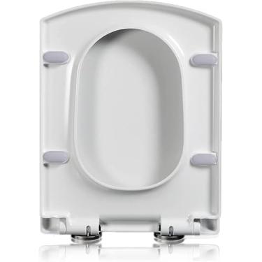 Imagem de Assento De Vaso Sanitário De Fechamento Lento Assento De Vaso Sanitário Quadrado De Fechamento Suave Com Fácil Liberação Rápida Dobradiças Ajustáveis De Fixaç, One Color, 03A
