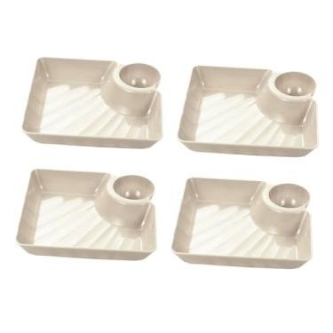 Imagem de AFXGUSD Prato para Bolinhos de Massa com 4 Peças E Pires para, Prato para Lanches E Pratos de Servir para Bolinhos de Massa, Bege, Tamanho real