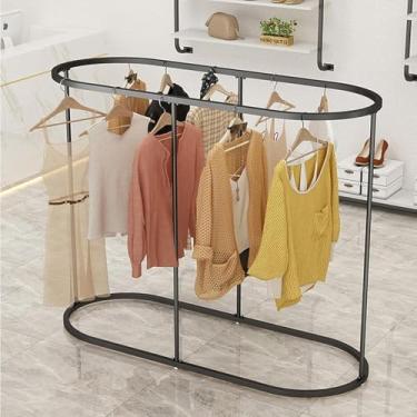Imagem de Cabideiro De Roupas De Chão - Cabideiro Redondo, Cabideiro De Ferro Oval Comercial, Para Vestuário De Pendurar Quartos, Exibição De Boutiques, Black