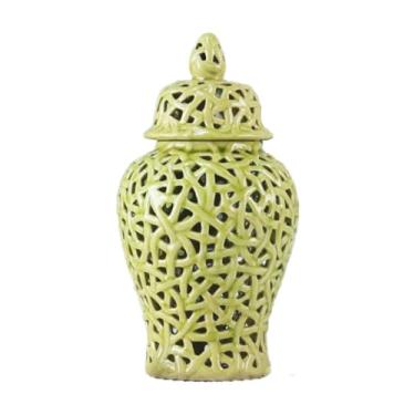 Imagem de BLWOTMOR Vaso de Flores, Jarra de Gengibre, Organizador de Armazenamento, Mesa de Casamento Oca, Porcelana Estilo Chinês, Elegante, Cozinha, Jarra de Gengibre, verde