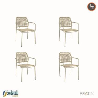 Imagem de Kit 4 Cadeiras Outdoor Empilhável Copacabana Aço Carbono Trama em Cord