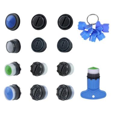 Imagem de 12 peças de aerador de torneira para aeradores de cache com 6 peças de torneira de cache aerador de chave ferramenta de remoção de chave inglesa, aeradores de cache, inserções de substituição para aeradores de torneira M16.5 18,5 21,5 24 mm