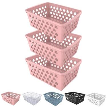 Imagem de Kit 3 Cesto Organizador Multiuso Decorativo 29x20 cm Retangular Alto -