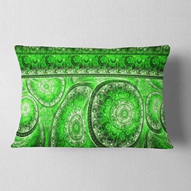 Imagem de Designart Green Cells Design Fractal para sala de estar, sofá, almofada de alta qualidade + capa de almofada impressa em ambos os lados 30,5 x 50,8 cm