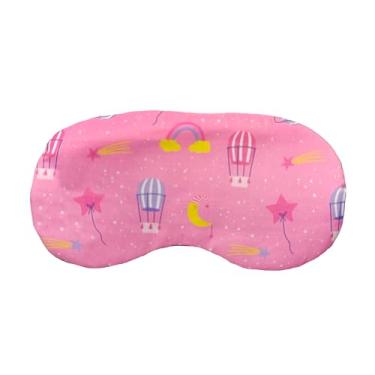 Imagem de Máscara de Dormir Balão com Gel Rosa Arco Iris Céu estrelas Tapa Olhos