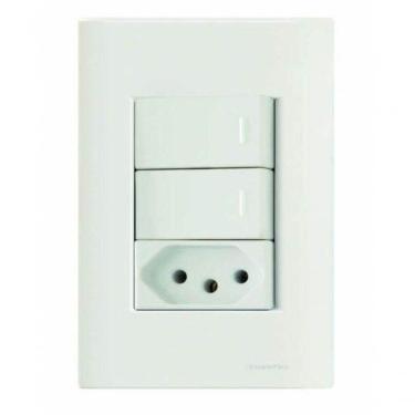 Imagem de Conjunto 4x2 2 Interruptores Simples 10 A 250 V 1 Tomada 2p+t 10 A 250 V Tramontina Giz