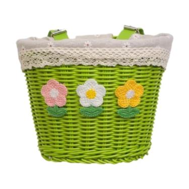 Imagem de Deevoka Cesta de bicicleta infantil, acessórios para bicicleta, decoração, cesta leve multifuncional para bicicletas, tecido para triciclos, acampamento ao ar