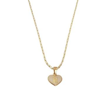 Imagem de Colar Cartier 60Cm Coração Branco Letra H Banhado Ouro 18K - Anaisa Se