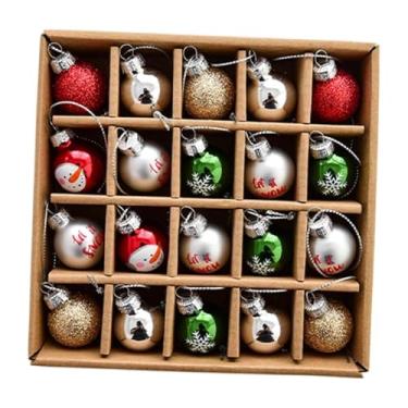 Imagem de Fenteer Conjunto de enfeites de bolas de Natal, enfeites decorativos pintados, brilhantes, à prova de quebra, bolas de árvore de Natal para aniversário, Boneco de Neve Colorido
