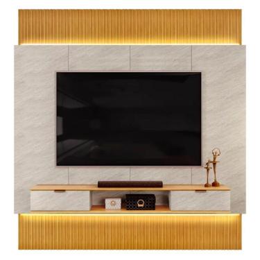 Imagem de Painel Para TV 85 Pol Canelado Extensível Piso ao Teto D04 Quartzo/Cedro - Mpozenato