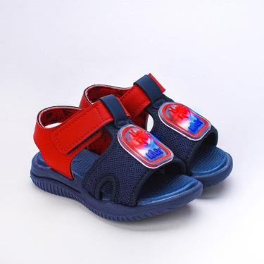 Imagem de Sandália Papete Infantil Kidy LED Aranha Azul e Vermelho