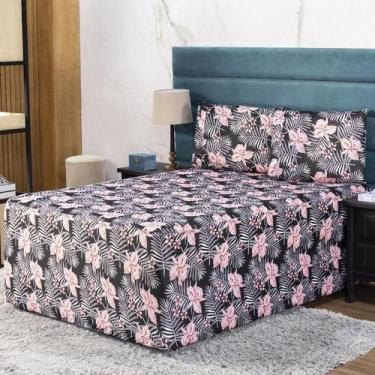 Imagem de Jogo De Lençol Luva Queen Conjugada Colchão E Box Malha 3P - Ametista 