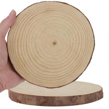 Imagem de KINJOEK 12 peças de fatias naturais de madeira de pinho de 16 a 18 cm 