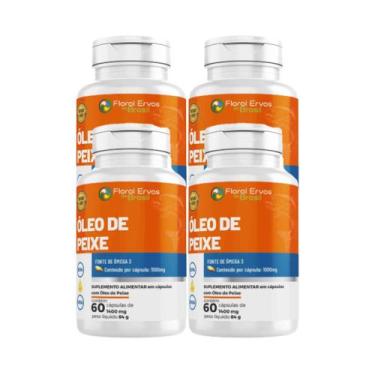 Imagem de Kit 4 Óleo de Peixe Ômega 3 1000mg 4x60 cps Floral Ervas do Brasil - F
