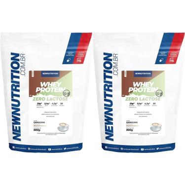 Imagem de Kit 2X Whey Protein Zero Lactose All Natural - 900g Refil Cappuccino - NewNutrition-Masculino