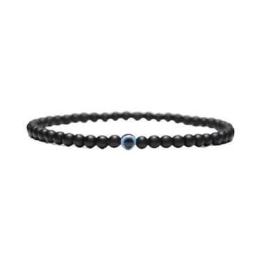 Imagem de Pulseira Minimalista De Pedra Natural De 4mm Com Olho Grego Para Homen