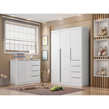 Imagem de Quarto Completo Infantil Eloá Branco com Cinza _ Phoenix Baby