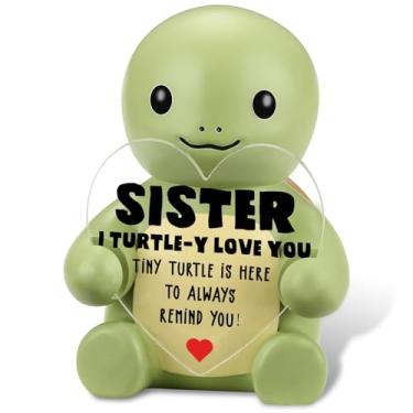Imagem de akeke Mini Funny Turtle Sister Gifts Birthday Christmas, I Love You Small Cute Handmade Emotional Positive Resin Turtle, Soul Sister Friend Gifts for Women Girls Presents ATT7