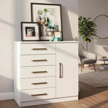 Imagem de Comoda Sapateira Gaveteiro Milão 5 Gavetas 1 Porta MDP Quarto Casal - 
