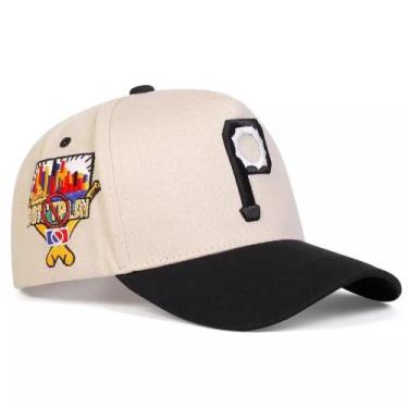 Imagem de Boné Unissex Aba Curva Bordado Letra P Ajustavél - ElaShopp, Bege
