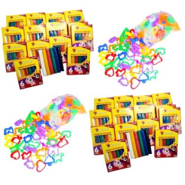 Imagem de Kit 10 Massinha de Modelar + 20 Cortador Molde Forminha p/Kit Festa Lembrancinha Prenda