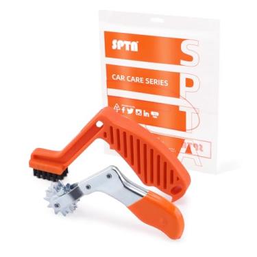 Imagem de SPTA Escova para condicionamento de pastilha de polimento, conjunto de ferramentas de polimento, almofada para polimento de lã + escova de espuma, almofada de polimento de carro ferramenta profissional para polimento de pastilhas e almofadas de lã