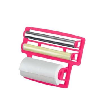 Imagem de Organizador de Cozinha, Porta Papel Toalha com Suporte Triplo para Alumínio e Filme(1 Rosa)