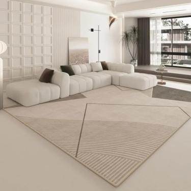 Imagem de Tapete creme para sala de estar, tapete luxuoso para quarto, cabeceira, carpete minimalista para casa (200 x 300 cm/X-QR 15)