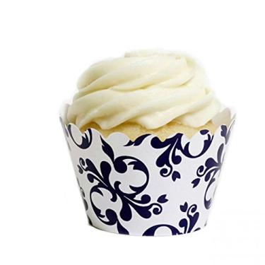 Imagem de Dress My Cupcake Embalagem para cupcake de filigrana azul marinho, conjunto de 12