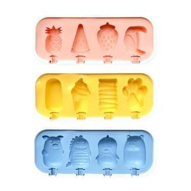 Imagem de Forma De Sorvete Material Silicone Para Picolé Gelo Gelinho Chocolate Doces Retângulo(2 Sortidos)