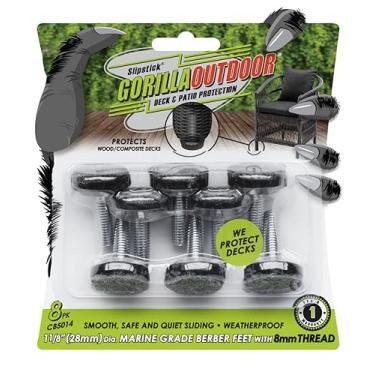 Imagem de Slipstick Niveladores De Móveis Ajustáveis Gorilla Outdoor (Pacote Com 8) - À Prova Intempéries, Parafusos Para Deslizar Nas Pernas Cadeiras, Mesas E Pés, 1-1/8" Berber Glide, Rosca M8