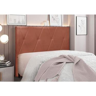 Imagem de Cabeceira Cama Box King 195 cm Aquilla Veludo Cobre S04 - D'Rossi - DR