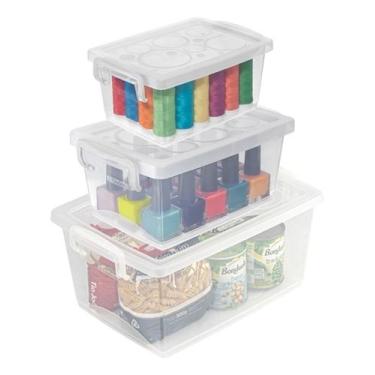 Imagem de Conjunto 3 Organizadores Com Travas 650ml 1,5L 4L Cristal Ordene