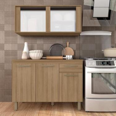 Imagem de Cozinha Modulada Com Vidro 2 Peças Tieli Boreal - Móveis Arapongas - A