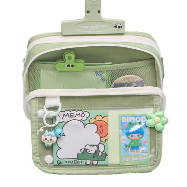 Imagem de Estojo para lápis de grande capacidade transparente de várias camadas verde