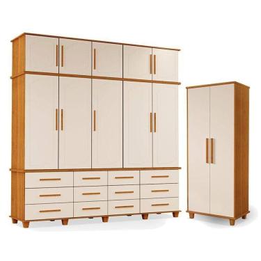 Imagem de Guarda Roupa Casal E Armário Multiuso Berlim Freijó Off White - Luapa Móveis