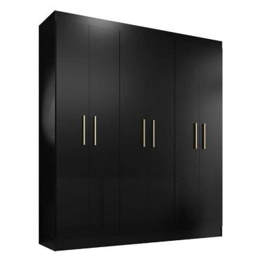 Imagem de Guarda Roupa Casal Ipê 6 Portas Preto Fosco - Kits Paraná