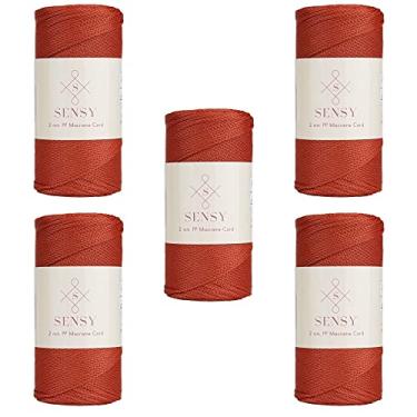Imagem de 5 novelos da Sensy Premium 2 mm 251 jardas corda de poliéster 100% fio de polipropileno cordão de macramê 2 mm cordão de crochê corda de macramê fio de crochê presente para tricô (tijolo)