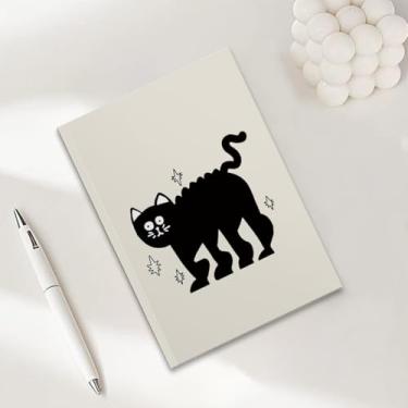 Imagem de Cadernos engraçados de gatos para trabalho, caderno de composição A5 (21 x 14,7 cm), caderno pautado na faculdade, agenda de viagem forrada para escrever, presentes para amantes de gatos