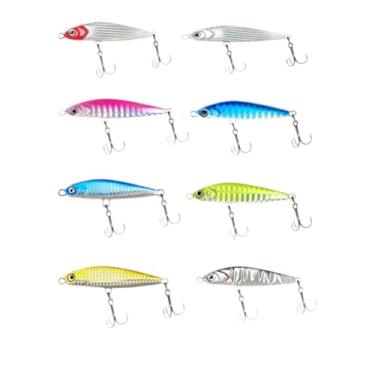 Imagem de HNJHTZ Iscas de pesca a lápis - adequadas para todos os tipos de águas, com olhos de pesca 3D, revestimento reflexivo a laser (10 g (8 peças))