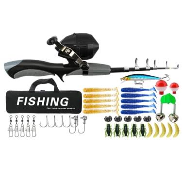 Imagem de Vara de pesca infantil, vara de pesca juvenil - Combos de vara de pesca portátil e molinete,Conjunto de vara de pesca telescópica e caixa de equipamento de 1,6 m / 5,25 pés, kits completos de