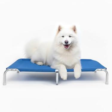 Imagem de Cama Suspensa Elevada Pet para Cachorro Leve Resistente Aluminio 105x70cm Tamanho GG Suporta Até 70kg - Dogets (Azul)