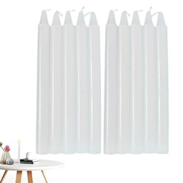 Imagem de Velas para falta de energia,Velas sem cheiro | 10X velas de cera de longa duração,Velas curtas vermelhas/brancas para uso doméstico, suprimentos de sobrevivência para celebrações de bênção de casament