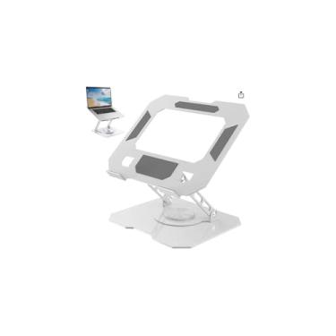 Imagem de Suporte para Notebook, Plástico, Branco, Ajustável 0° a 130°, Base Ergonômica com Ventilação, 24,5 x 24,5 x 2 cm, para Home Office e Escritório