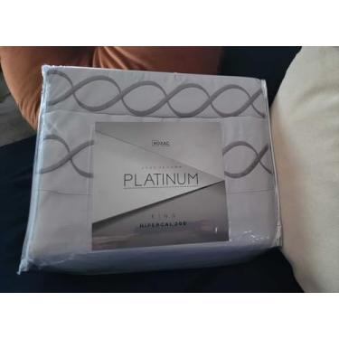 Imagem de Jogo de Cama Platinum King Branco/Azul 200 fios Hypercal